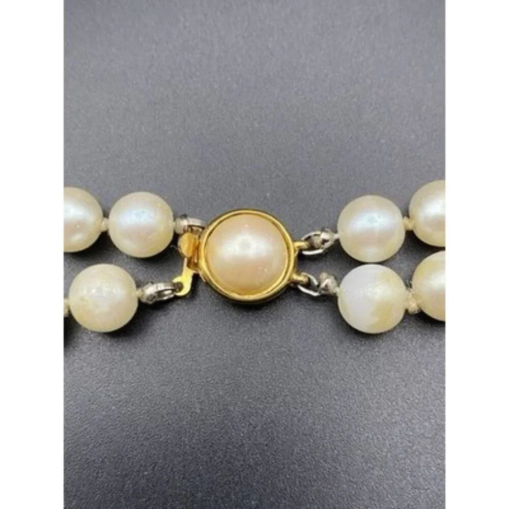 VTG Carolee Double Strand Faux Pearl Necklace 16" Knotted Glass 8mm Beads LOOK - Picture 5 of 16